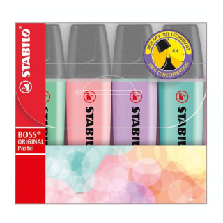 Surligneur BOSS pastel - 4 couleurs - STABILO - Rougier et Plé