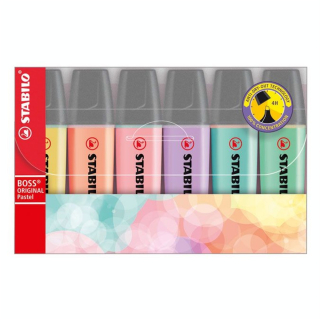 Surligneur BOSS pastel - 6 couleurs - STABILO - Rougier et Plé