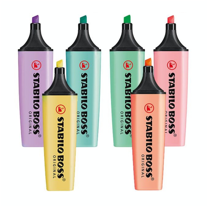 Surligneur BOSS pastel - 6 couleurs - STABILO - Rougier et Plé