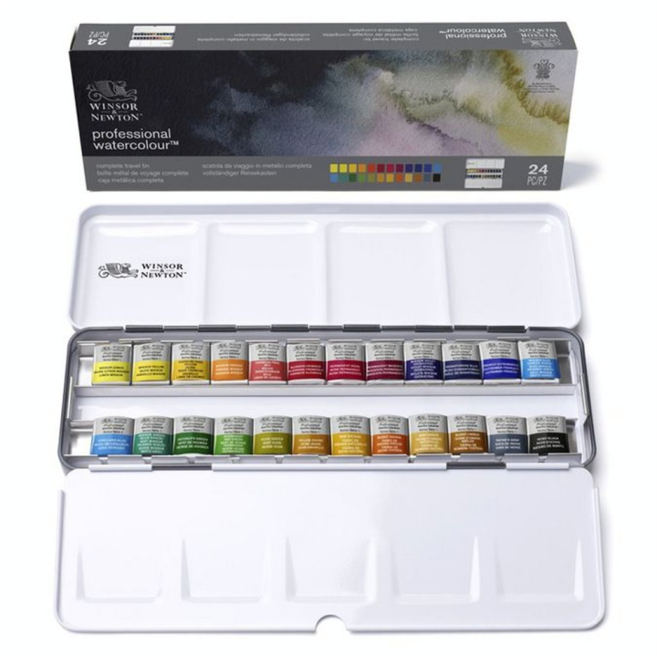 Aquarelle extra-fine Boite métal Sketcher 24 demi-godets - Winsor & Newton - Rougier et Plé