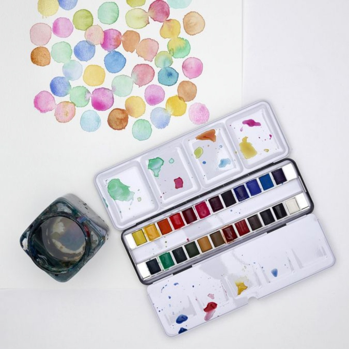Aquarelle fine Cotman 24 demi-godets Boite Painting Plus - Winsor & Newton - Rougier et Plé