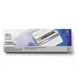 Aquarelle fine Cotman 12 demi-godets Boite Blue Box - Winsor & Newton - Rougier et Plé