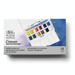 Aquarelle fine Cotman 12 demi-godets Boite Sketcher - Winsor & Newton - Rougier et Plé
