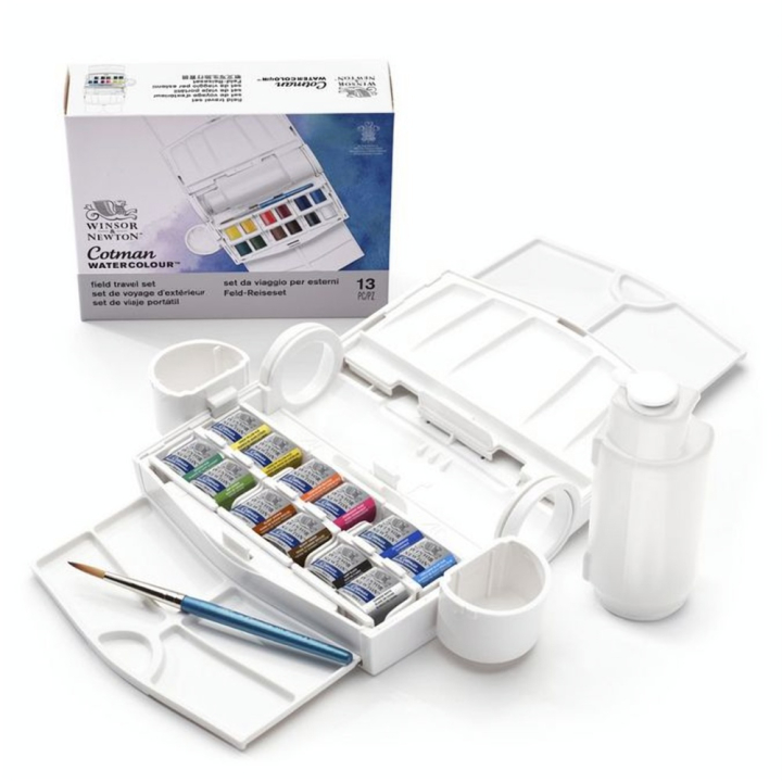 Aquarelle fine Cotman 12 demi-godets Boite Field Box Plus - Winsor & Newton - Rougier et Plé