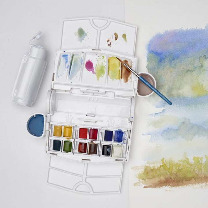 Aquarelle fine Cotman 12 demi-godets Boite Field Box Plus - Winsor & Newton - Rougier et Plé