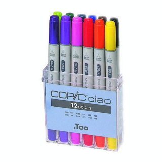 Marqueur à alcool double-pointe Ciao Set Basic 12 couleurs - Copic - Rougier et Plé