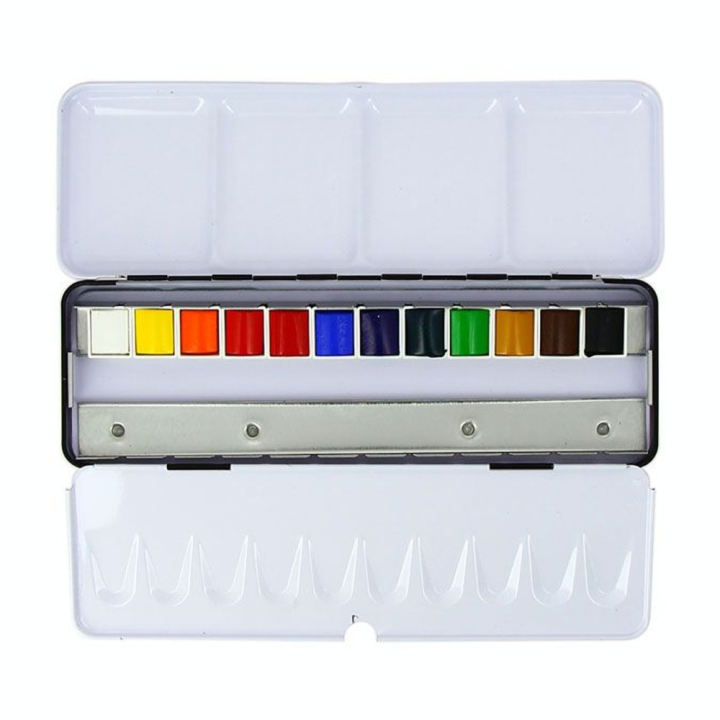 Aquarelle super-fine Boîte métal 12 demi-godets - Rougier&Plé - Rougier et Plé