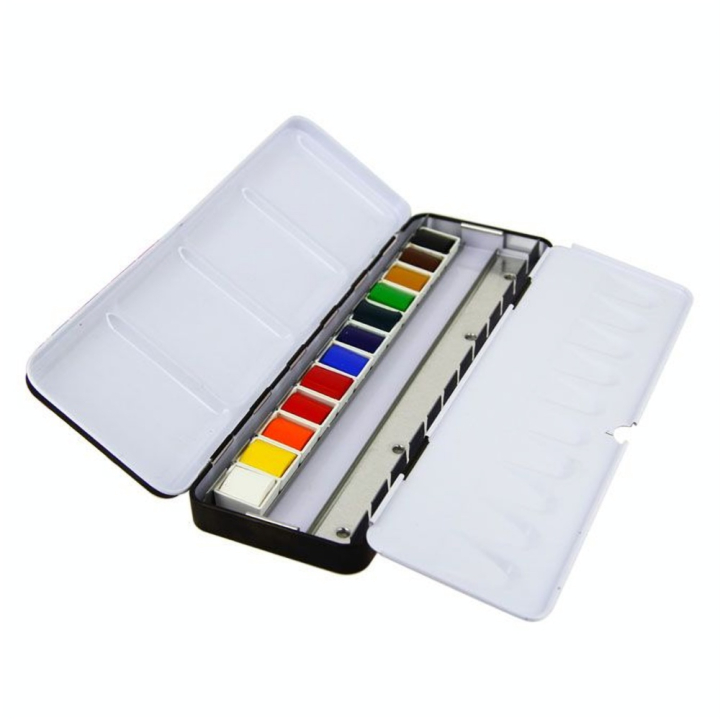 Aquarelle super-fine Boîte métal 12 demi-godets - Rougier&Plé - Rougier et Plé