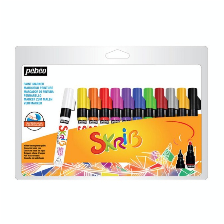 Marqueur gouache Skrib 12 couleurs Arc en ciel - Pébéo - Rougier et Plé