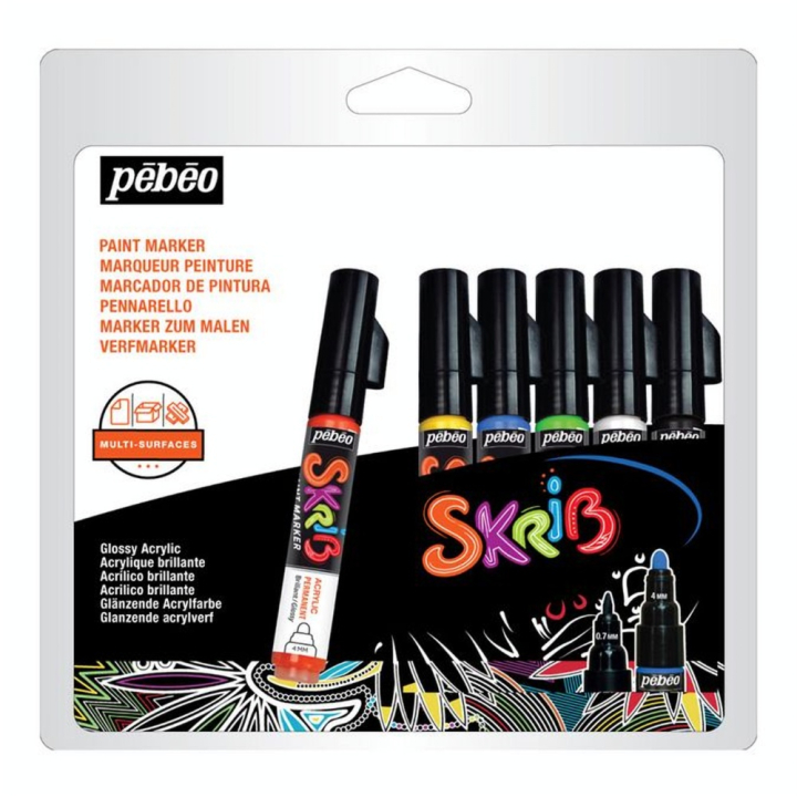 Marqueur acrylique Skrib 6 couleurs Classiques - Pébéo - Rougier et Plé