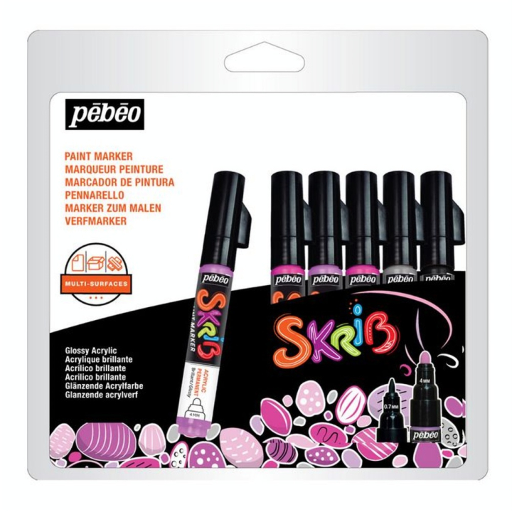 Marqueur acrylique Skrib 6 couleurs Dragées - Pébéo - Rougier et Plé