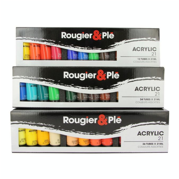 Peinture acrylique 21 ml Boite de 24 tubes - Rougier&Plé - Rougier et Plé