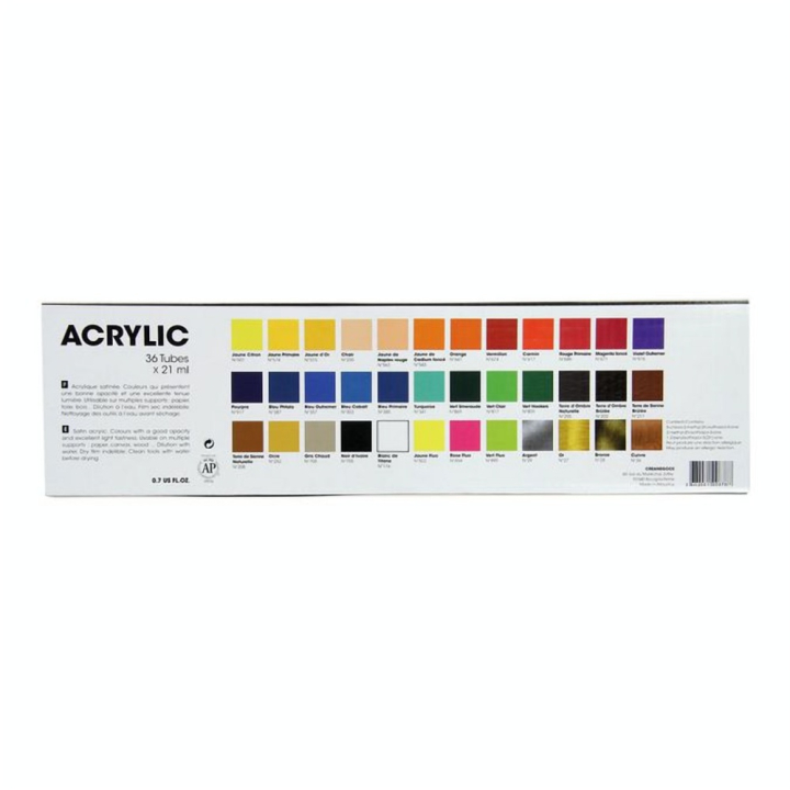 Peinture acrylique 21 ml Boite de 36 tubes - Rougier&Plé - Rougier et Plé