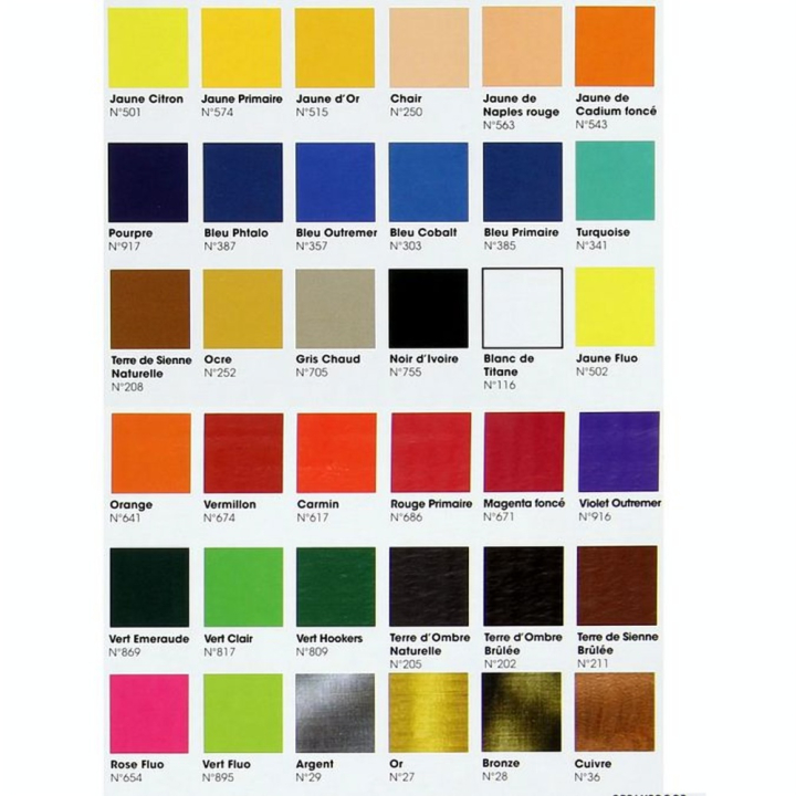 Peinture acrylique 21 ml Boite de 36 tubes - Rougier&Plé - Rougier et Plé