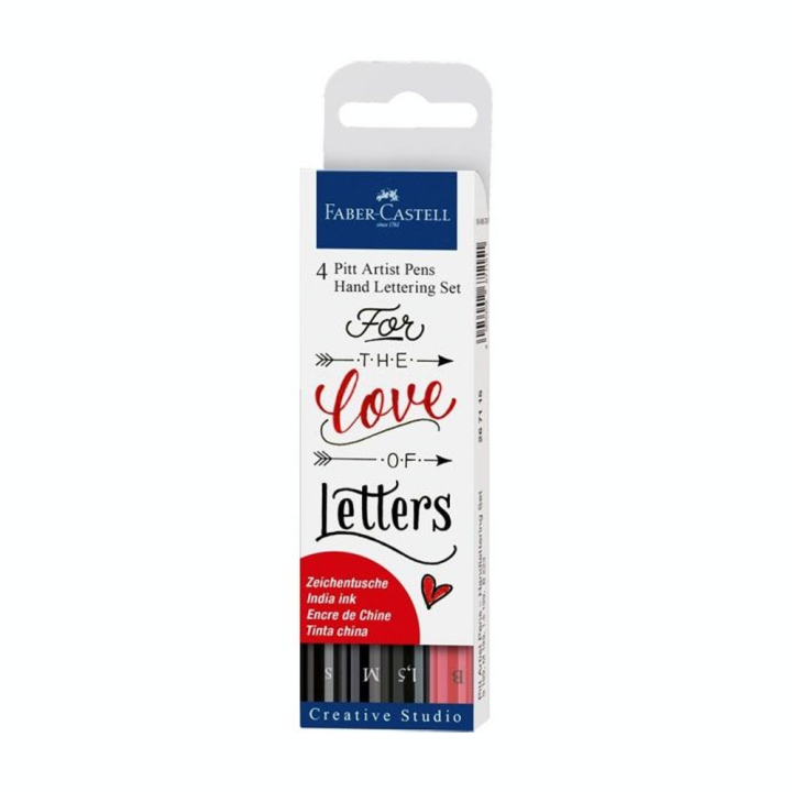 Feutre de calligraphie Pitt Artist Pen Set Hand Lettering 3 noirs + Rouge - Faber-Castell - Rougier et Plé