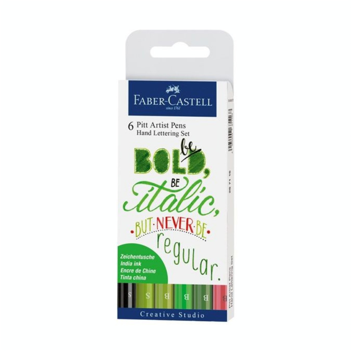 Feutre de calligraphie Pitt Artist Pen Set Hand Lettering vert x 6 - Faber-Castell - Rougier et Plé