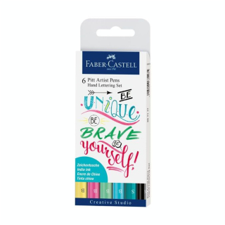 Feutre de calligraphie Pitt Artist Pen Set Hand Lettering pastel x 6 - Faber-Castell - Rougier et Plé