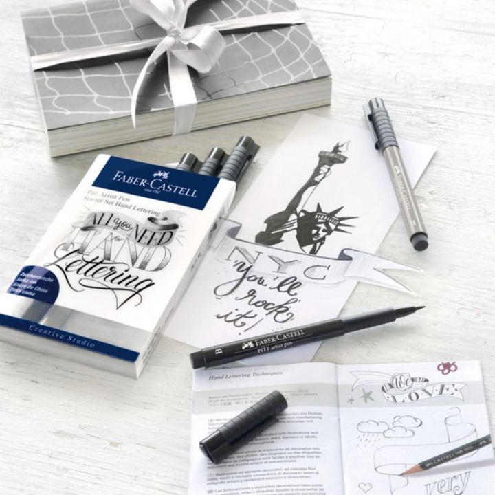 Feutre de calligraphie Pitt Artist Pen Set Hand Lettering starter x 9 - Faber-Castell - Rougier et Plé