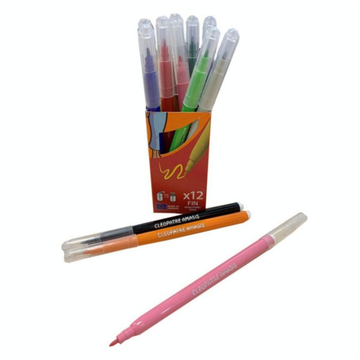 Feutres AMASIS fins boîte de 12 couleurs - Cléopatre - Rougier et Plé