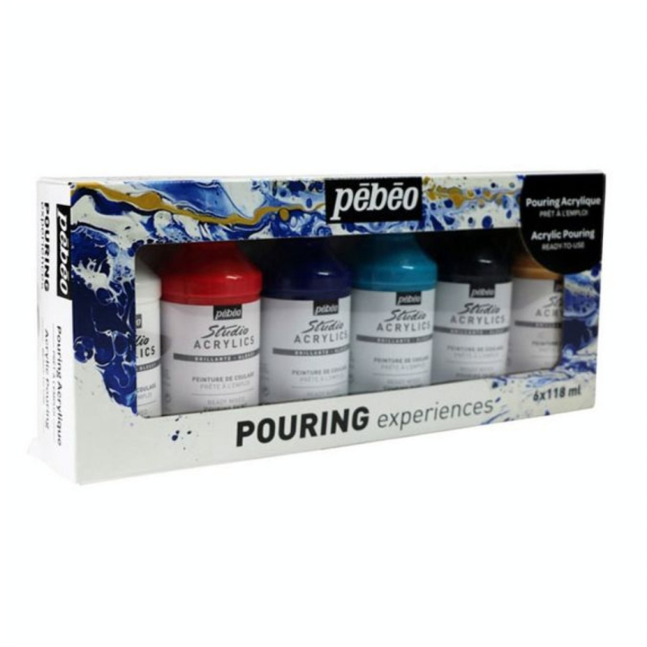Peintures acryliques Pouring Expérience 6 x 118 ml - Pébéo - Rougier et Plé