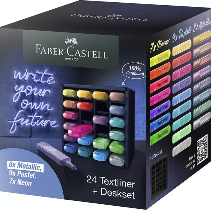 Surligneurs Textliner 24 pcs + Présentoir de bureau 14,5 x 12,5 cm - Faber-Castell - Rougier et Plé