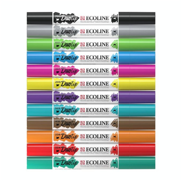Marqueurs Duolip Set de base 12 pcs - Ecoline - Rougier et Plé
