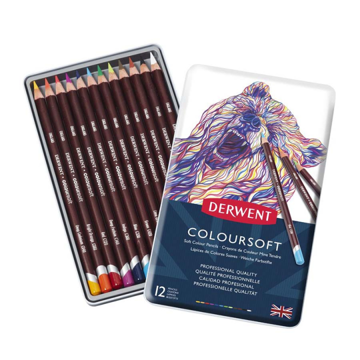 Crayon de couleur Coloursoft Boîte métal 12 pcs - Derwent - Rougier et Plé