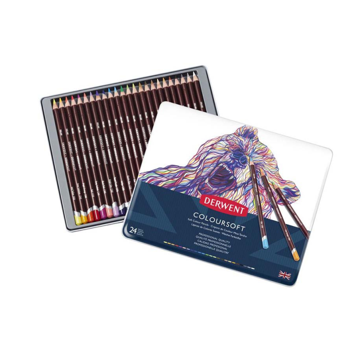 Crayon de couleur Coloursoft Boîte métal 24 pcs - Derwent - Rougier et Plé