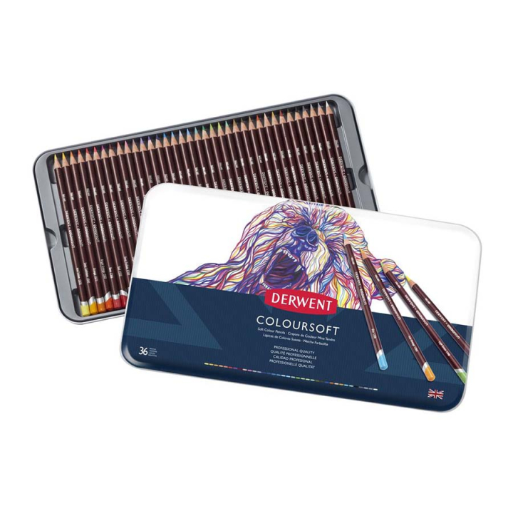 Crayon de couleur Coloursoft Boîte métal 36 pcs - Derwent - Rougier et Plé