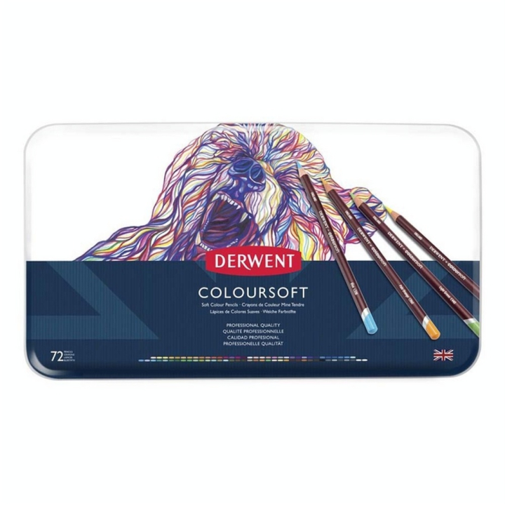 Crayon de couleur Coloursoft Boîte métal 72 pcs - Derwent - Rougier et Plé