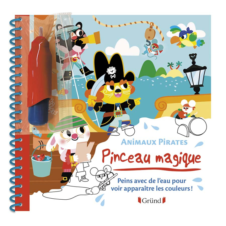 Livre de coloriage Pinceau magique : Animaux pirates - Gründ - Rougier et Plé