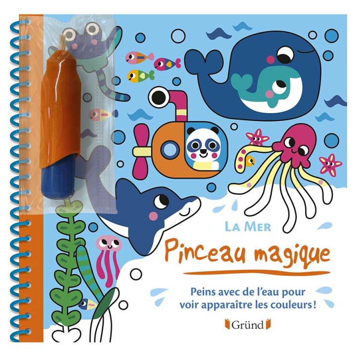 Livre de coloriage Pinceau magique : La mer - Gründ - Rougier et Plé