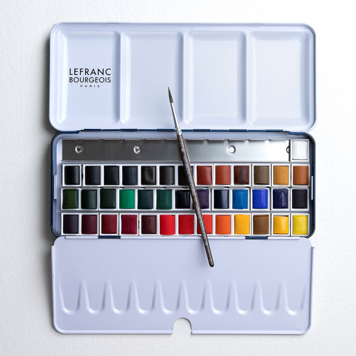 Coffret d'aquarelle fine 40 1/2 godets - Lefranc Bourgeois - Rougier et Plé