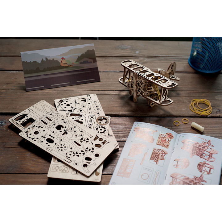 Maquette mécanique en bois Mini Biplan - UGEARS - Rougier et Plé