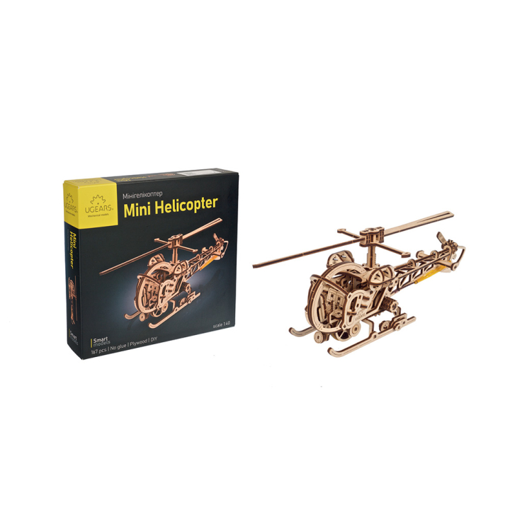 Maquette mécanique en bois Mini Hélicoptère - UGEARS - Rougier et Plé