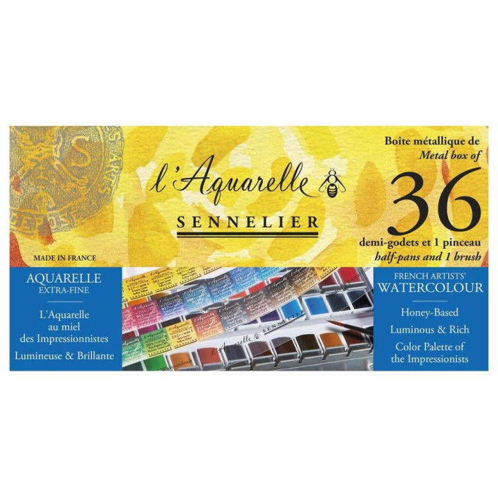 Aquarelle Extra-fine 36 ½ godets Boite métal - Sennelier - Rougier et Plé