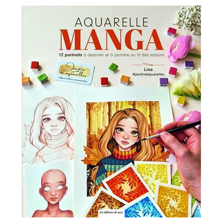 Livre Aquarelle manga 12 portraits - Editions de Saxe - Rougier et Plé