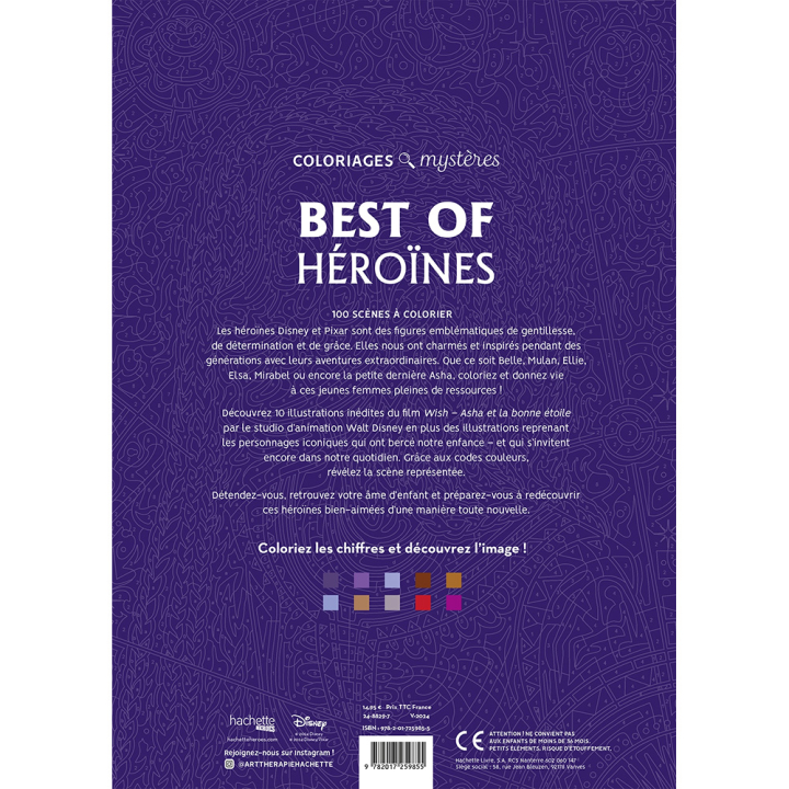 Coloriages mystères Disney Best of Héroïnes - Hachette - Rougier et Plé