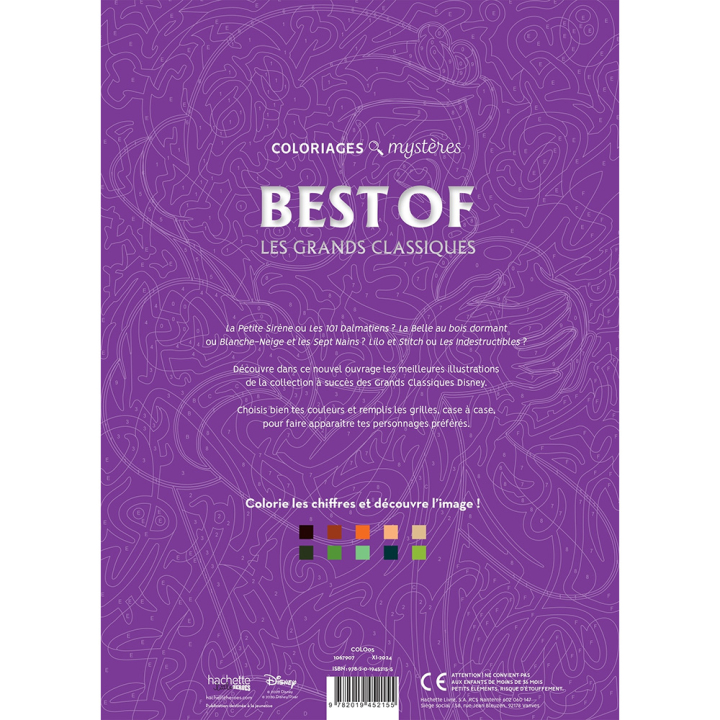 Coloriages mystères Disney Best of Les Grands Classiques - Hachette - Rougier et Plé