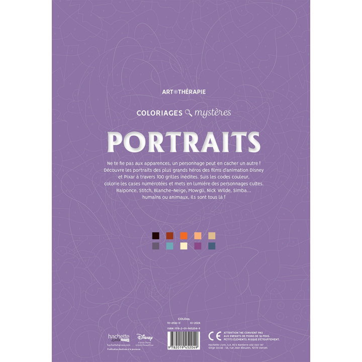 Coloriages mystères Disney Portraits - Hachette - Rougier et Plé