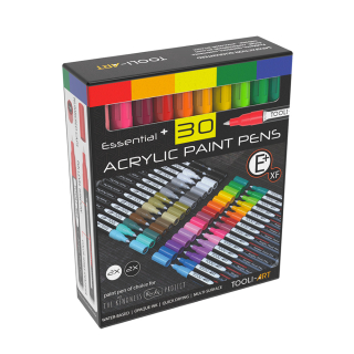 Marqueurs Essential Acrylic Paint Pens Extra Fine 0,7 mm 30 pcs Couleurs assorties - Tooli-Art - Rougier et Plé