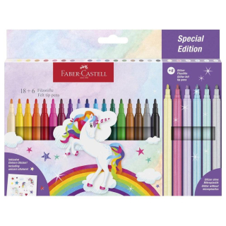 Feutres Licorne 18 + 6 pailletés - Faber-Castell - Rougier et Plé