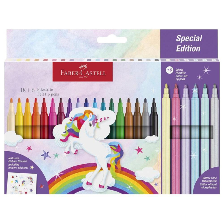Feutres Licorne 18 + 6 pailletés - Faber-Castell - Rougier et Plé