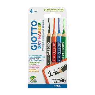 Crayon pour ardoise Dry Marker 4 pcs couleurs assorties - Giotto - Rougier et Plé