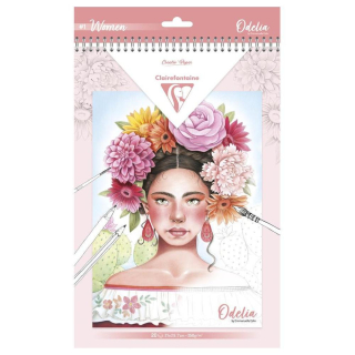 Bloc de coloriage multi-techniques Odelia Les femmes 20 feuilles A4 250 g/m² - Clairefontaine - Rougier et Plé