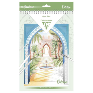 Bloc de coloriage multi-techniques Odelia Les jardins 20 feuilles A4 250 g/m² - Clairefontaine - Rougier et Plé