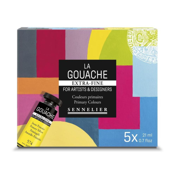 Set La Gouache Extra-fine Couleurs primaires 5 x 21 ml - Sennelier - Rougier et Plé