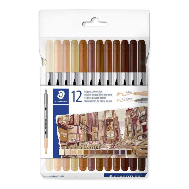 Feutre de coloriage double-pointe Couleur nude Boîte 12 pcs - Staedtler - Rougier et Plé
