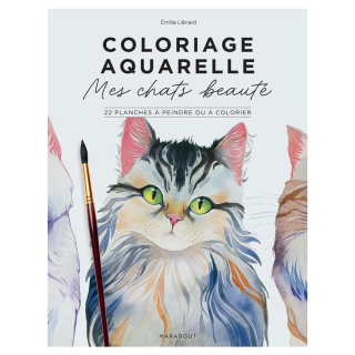 Coloriage aquarelle Mes chats beauté à peindre ou a colorier - Marabout - Rougier et Plé