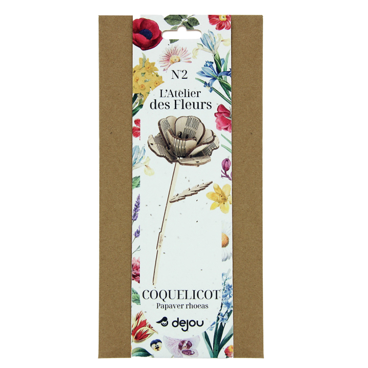 Coquelicot fleur à monter en bois - Dejou - Rougier et Plé
